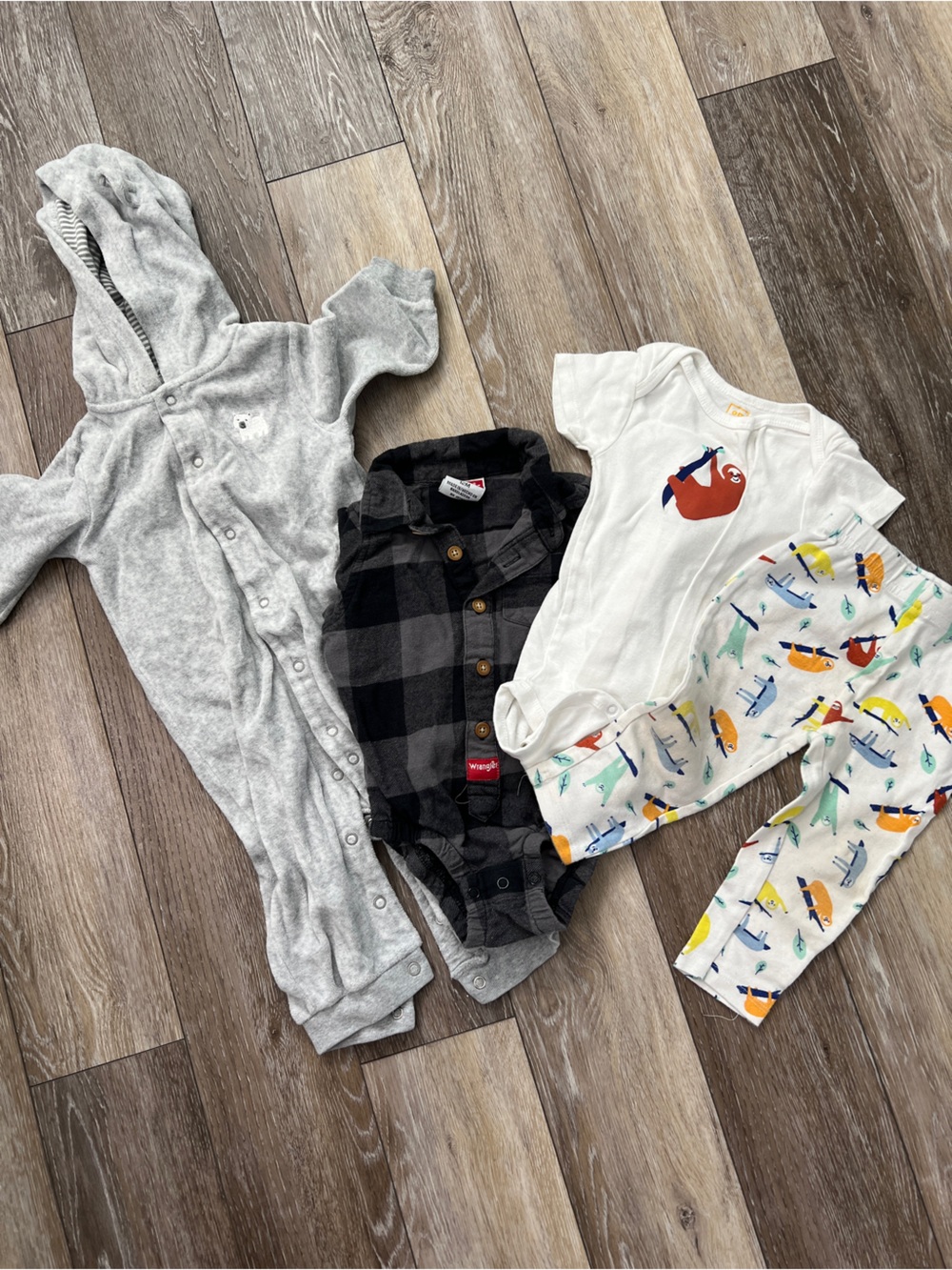 Bundle baby boy long sleeve polo bodysuit romper pjs